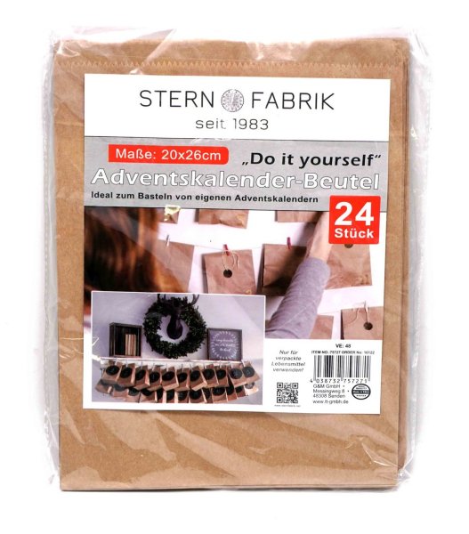 Stern Fabrik Adventskalender-Beutel 24 Stk (20x26cm)