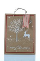 Geschenktüte/-tasche Weihnachten 20x25x10cm Tanne, Hirsch, Glocke, Schneemann